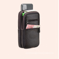 Little brown men leather mobile phone bag double top layer leather belt mobile phone purse 7 inch multifunctional wallet credit